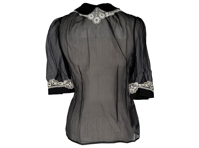 Dolce & Gabbana Mesh-Bluse aus schwarzer Seide - Ansicht 3