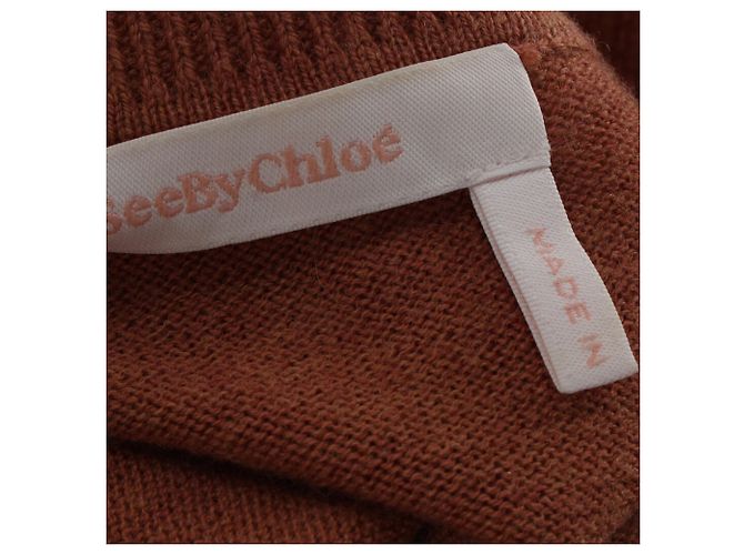 See by Chloé Strick-Midikleid mit Knoten aus Rust-Wolle Orange - Ansicht 4