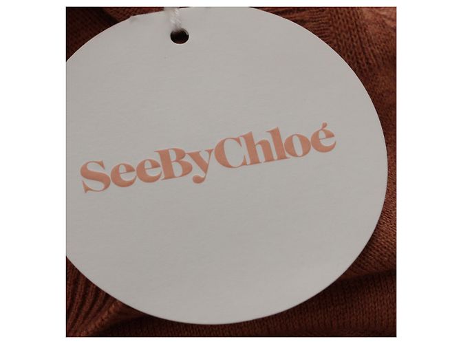 See by Chloé Strick-Midikleid mit Knoten aus Rust-Wolle Orange - Ansicht 6