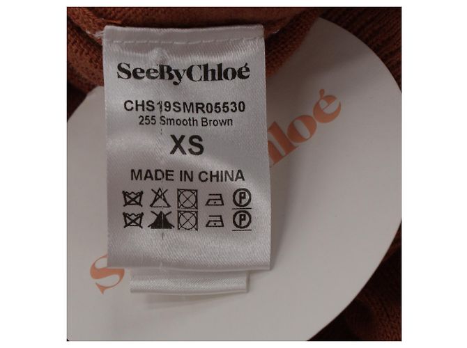 See by Chloé Strick-Midikleid mit Knoten aus Rust-Wolle Orange - Ansicht 8