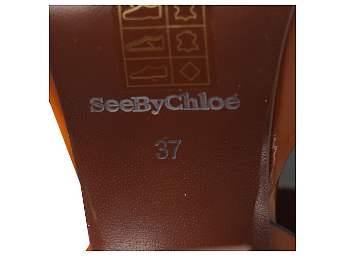 Décolleté Slingback See by Chloé in pelle Tan Marrone Beige - vista 10