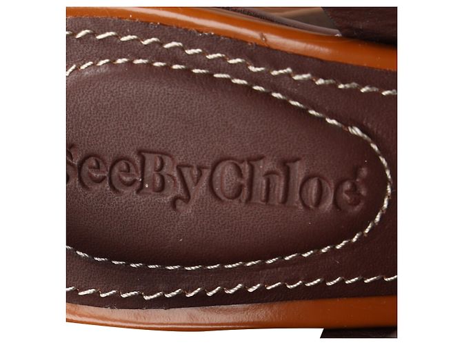 Décolleté Slingback See by Chloé in pelle Tan Marrone Beige - vista 8