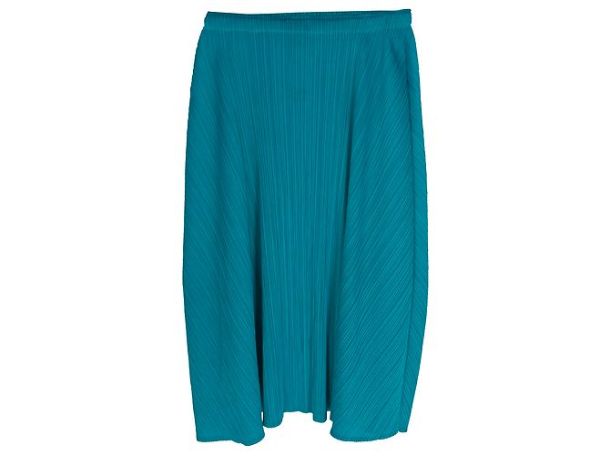 Falda plisada longitud rodilla Pleats Please en poliéster turquesa - vista 2