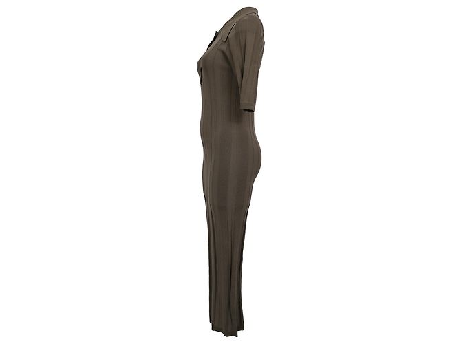 Autre Marque Birger Christensen Evial Rippstrick-Midikleid aus brauner Viskose - Ansicht 2