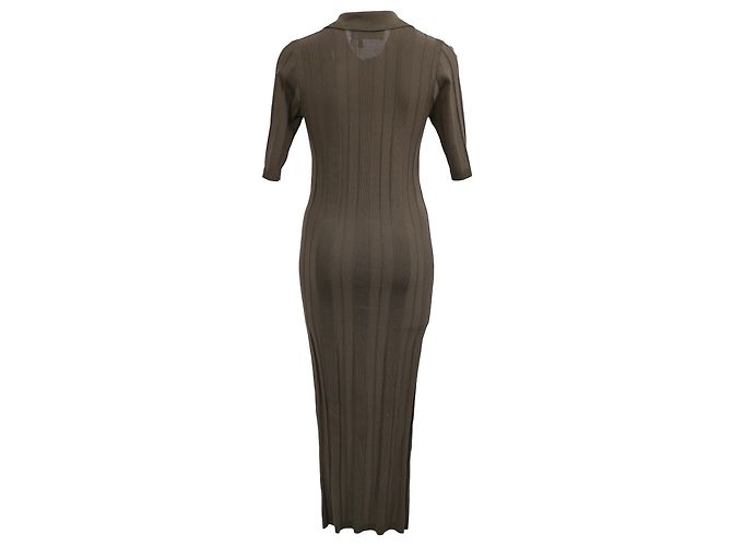Autre Marque Birger Christensen Evial Rippstrick-Midikleid aus brauner Viskose - Ansicht 3