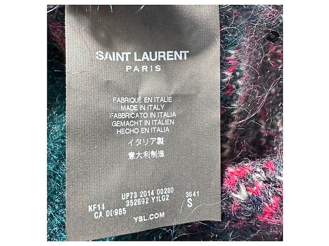 Saint Laurent mehrfarbiger Mohair-Wollpullover mit Pailletten und Tartan-Muster Mehrfarben - Ansicht 5