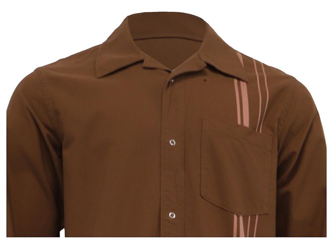 Camicia button-down Acne Studios con dettaglio a righe in cotone marrone Rosso - vista 2