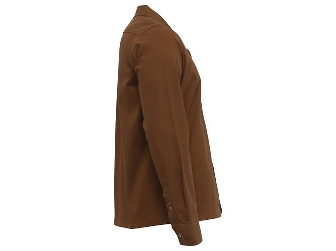 Camicia button-down Acne Studios con dettaglio a righe in cotone marrone Rosso - vista 3