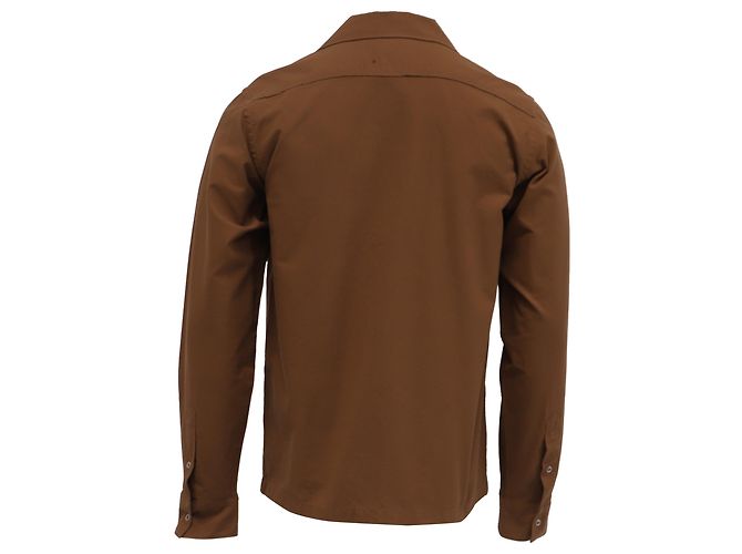 Camicia button-down Acne Studios con dettaglio a righe in cotone marrone Rosso - vista 4