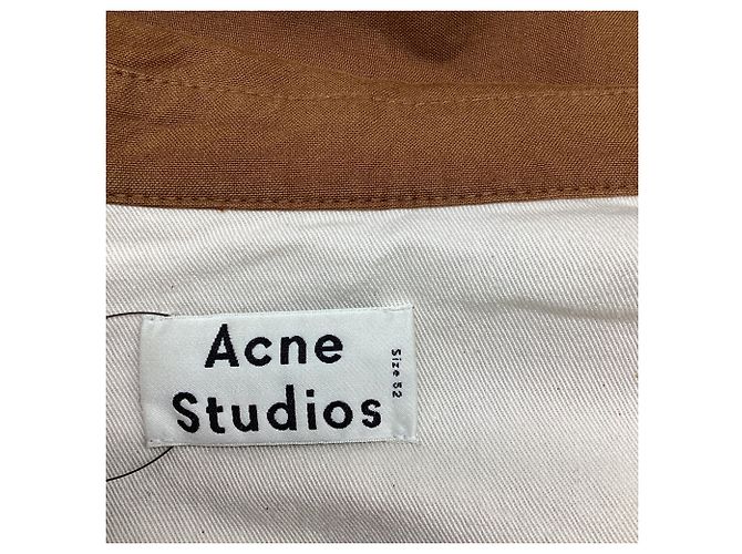 Camicia button-down Acne Studios con dettaglio a righe in cotone marrone Rosso - vista 6