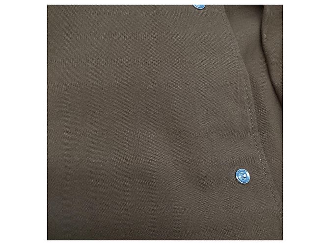 Camicia button-down Acne Studios con dettaglio a righe in cotone marrone Rosso - vista 8