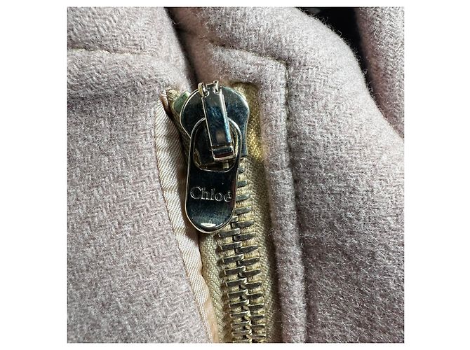 Chaquetón con cremallera Chloé en lana camel Castaño - vista 7