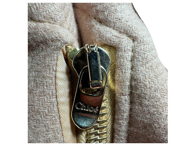 Chaquetón con cremallera Chloé en lana camel Castaño - vista 8