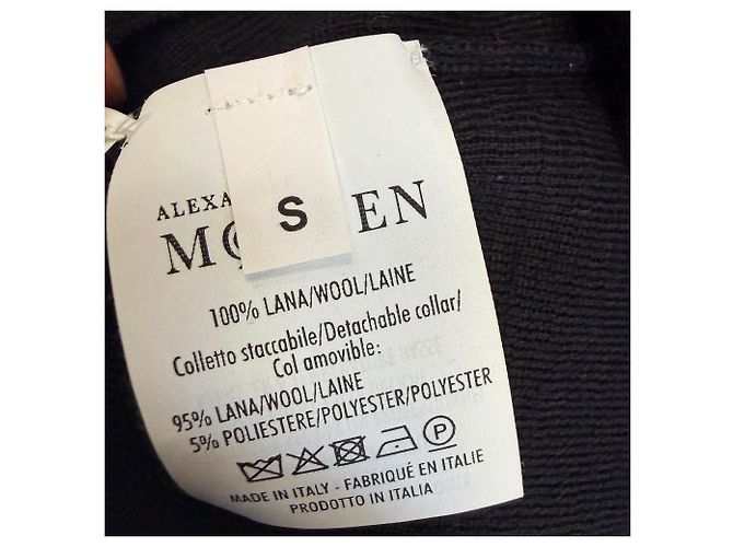 Top sem mangas em lã preta com gola rufada Alexander Mcqueen Preto - vista 7