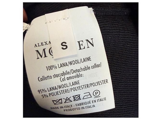 Top sem mangas em lã preta com gola rufada Alexander Mcqueen Preto - vista 8