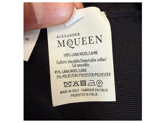 Top sem mangas em lã preta com gola rufada Alexander Mcqueen Preto - vista 9