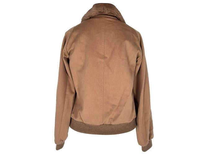 Max Mara Bomberjacke mit Pelzbesatz aus braunem Kamelhaar - Ansicht 3