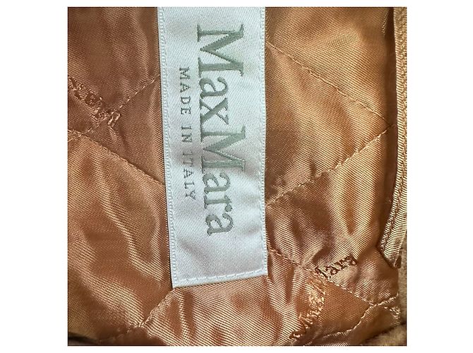 Max Mara Bomberjacke mit Pelzbesatz aus braunem Kamelhaar - Ansicht 4