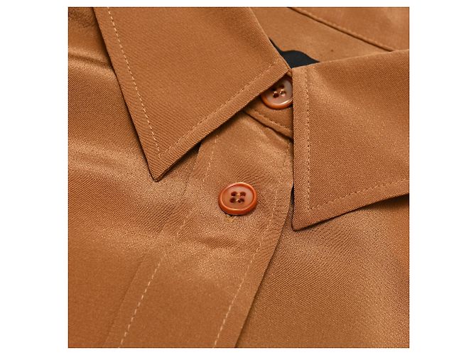Camicia a maniche lunghe Joseph con bottoni in seta marrone - vista 12