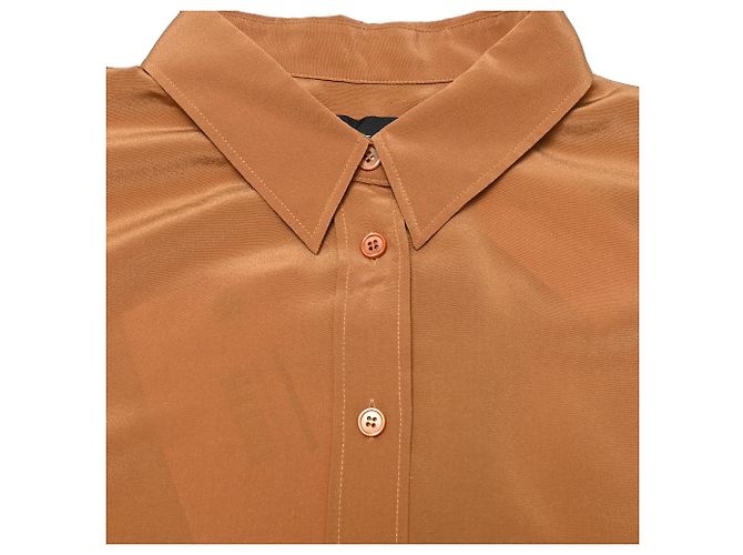 Camicia a maniche lunghe Joseph con bottoni in seta marrone - vista 5