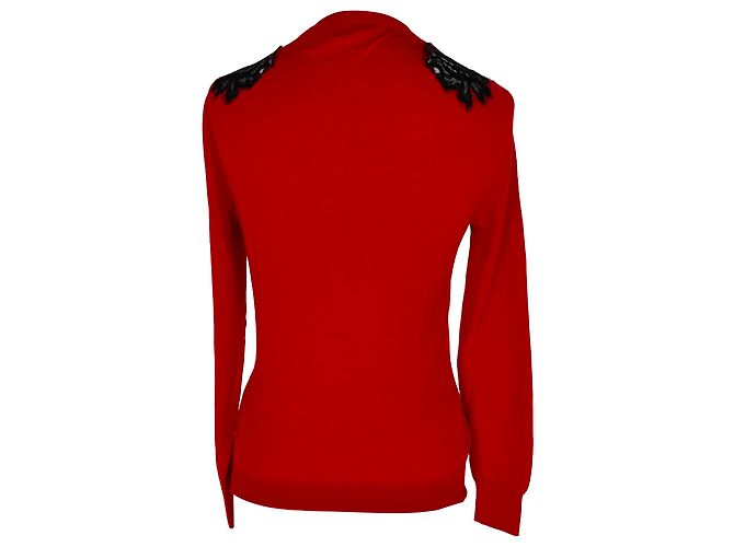 Dolce & Gabbana Cardigan aus rotem Kaschmir mit Spitzenakzenten - Ansicht 3