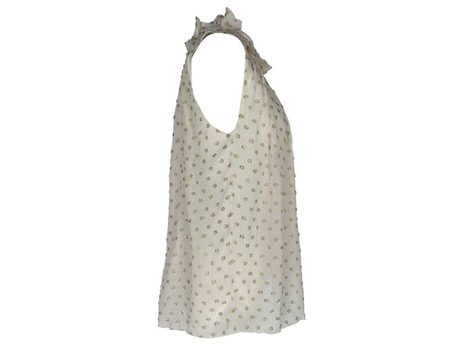 Stella Mc Cartney Blouse sans manches à pois et volants Stella Mccartney en soie blanche Écru - vue 2