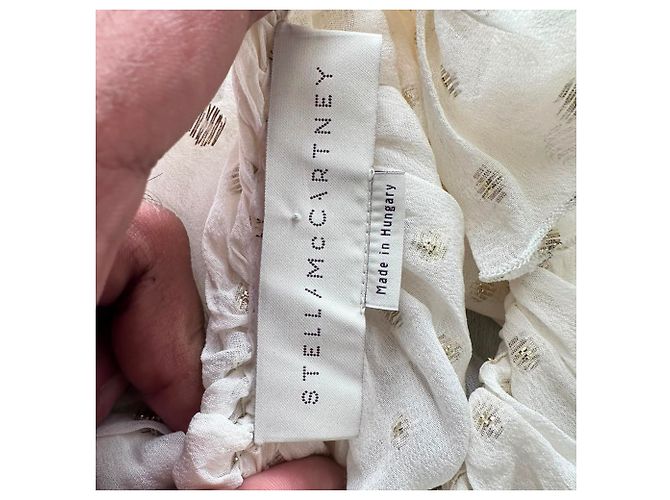 Stella Mc Cartney Blouse sans manches à pois et volants Stella Mccartney en soie blanche Écru - vue 4