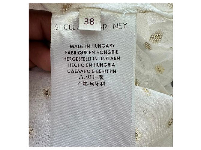 Stella Mc Cartney Blouse sans manches à pois et volants Stella Mccartney en soie blanche Écru - vue 6