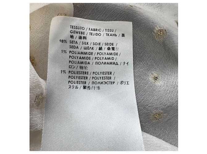 Stella Mc Cartney Blouse sans manches à pois et volants Stella Mccartney en soie blanche Écru - vue 7