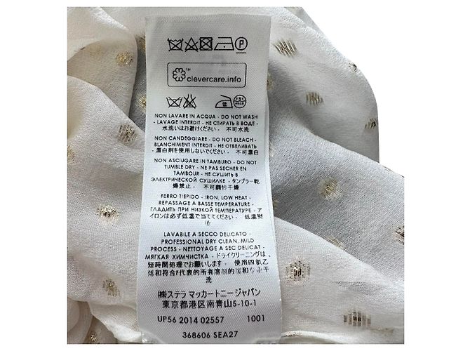 Stella Mc Cartney Blouse sans manches à pois et volants Stella Mccartney en soie blanche Écru - vue 8