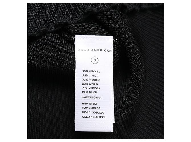 Autre Marque Abito midi a coste a maniche lunghe Good American in viscosa nera Nero - vista 10