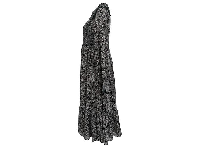 Autre Marque Hatch Midi-Kleid mit Ditsy-Blumenmuster und Stehkragen aus schwarzem Polyester - vista 2