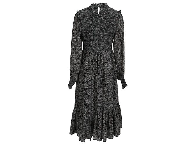 Autre Marque Hatch Midi-Kleid mit Ditsy-Blumenmuster und Stehkragen aus schwarzem Polyester - vista 3