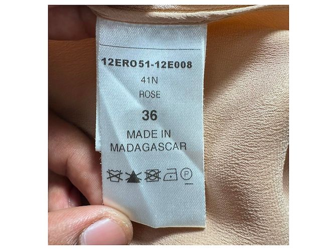 Vestido midi de cuello cisne Chloé en seda beige - vista 5