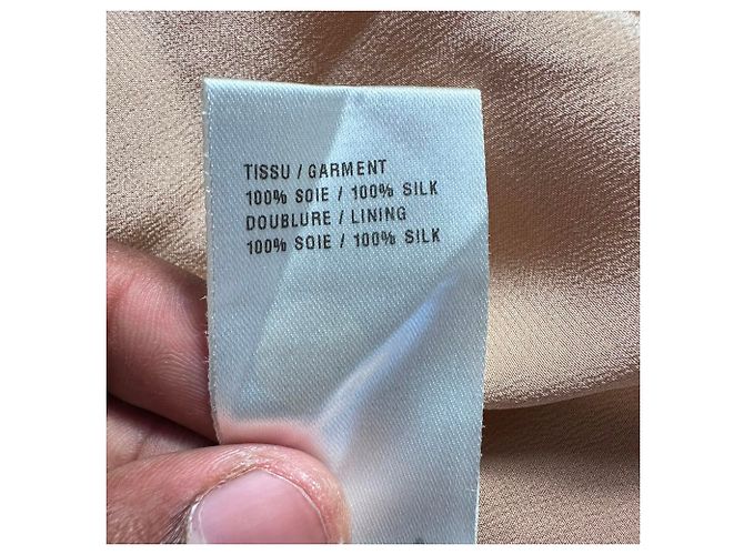 Vestido midi de cuello cisne Chloé en seda beige - vista 6
