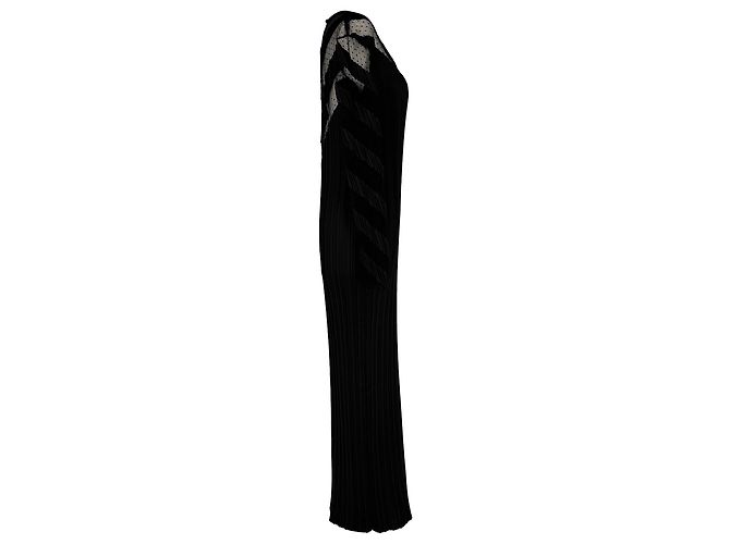 Alexander Wang Plissiertes Maxikleid mit langen Ärmeln aus schwarzem Polyester - Ansicht 2