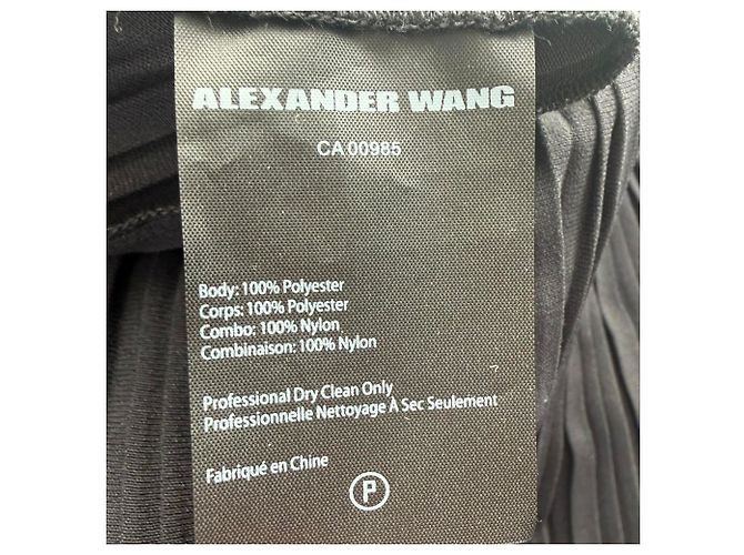 Alexander Wang Plissiertes Maxikleid mit langen Ärmeln aus schwarzem Polyester - Ansicht 5