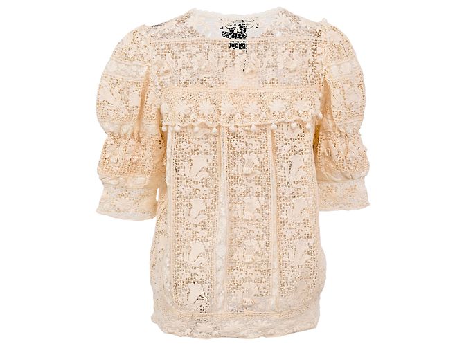 Blusa de encaje bordada Isabel Marant en algodón marfil Blanco Crudo - vista 3