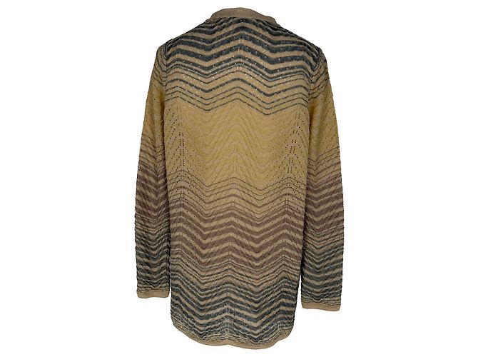 M Missoni Strickjacke mit Chevron-Muster, offene Front, in braunem Polyamid Rot - Ansicht 2