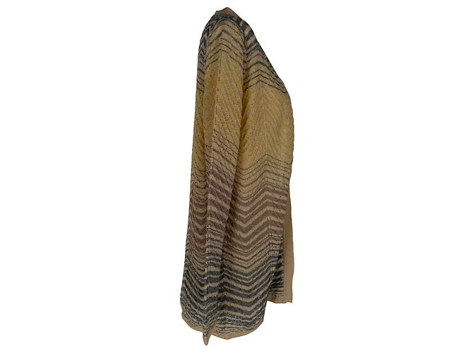 M Missoni Strickjacke mit Chevron-Muster, offene Front, in braunem Polyamid Rot - Ansicht 8