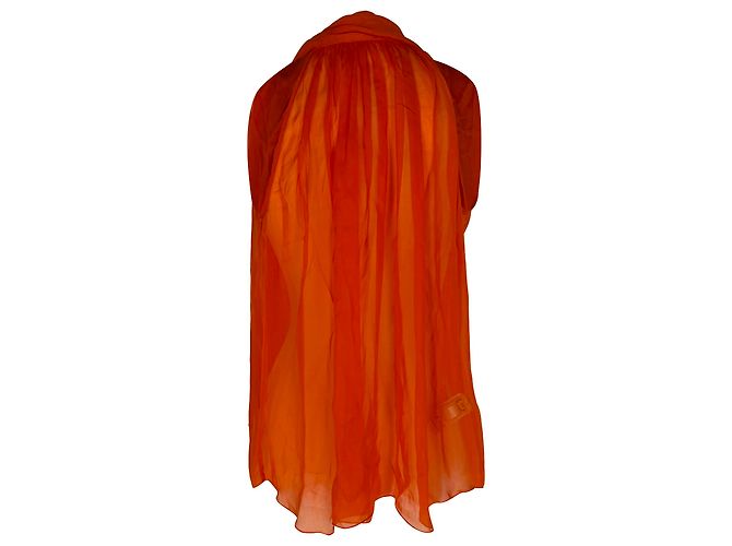 Dolce & Gabbana D&G Bluse mit V-Ausschnitt aus orangefarbenem Chiffon - Ansicht 3