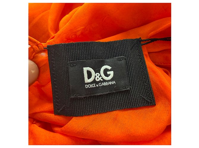 Dolce & Gabbana D&G Bluse mit V-Ausschnitt aus orangefarbenem Chiffon - Ansicht 4