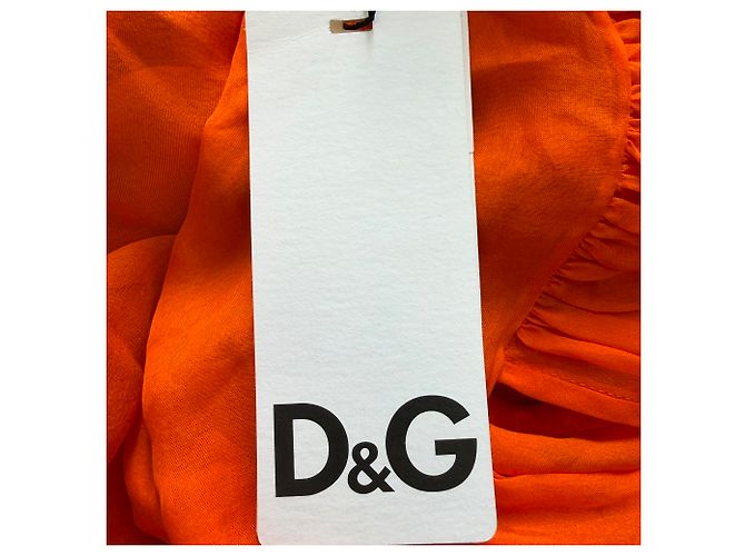 Dolce & Gabbana D&G Bluse mit V-Ausschnitt aus orangefarbenem Chiffon - Ansicht 5
