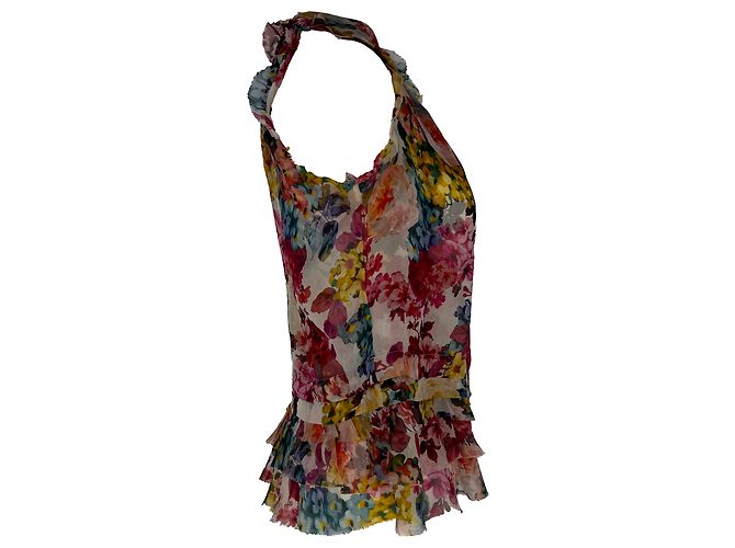 Dolce & Gabbana Blusa in seta multicolore con volant e stampa floreale Dolce Gabbana - vista 2