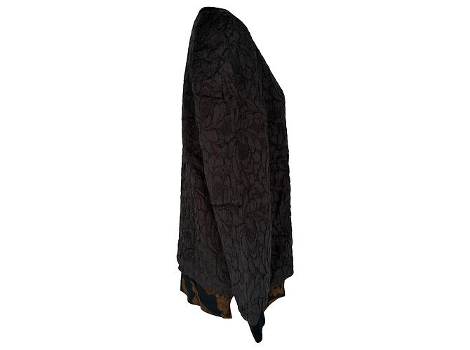 Dries Van Noten Jacquard-Pullover aus brauner Seide - Ansicht 2