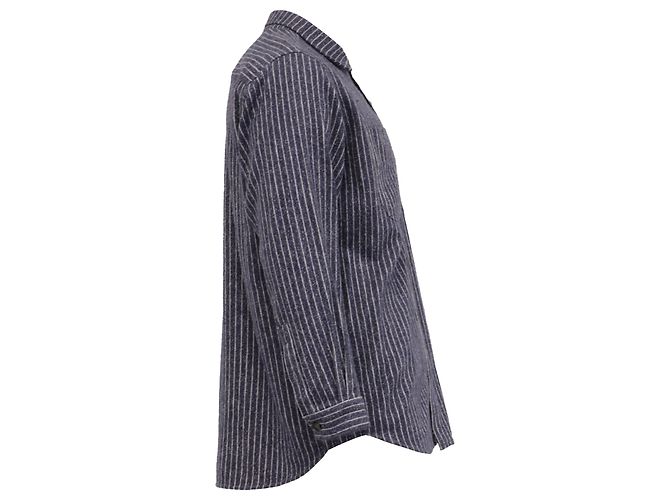 Isabel Marant gestreiftes Button-Down-Hemd aus dunkelblauer Baumwolle Marineblau - Ansicht 3