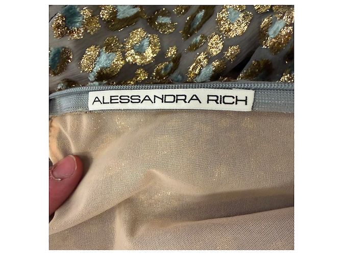 Abito maxi con volant e stampa leopardata Alessandra Rich in seta crema Bianco Crudo - vista 4