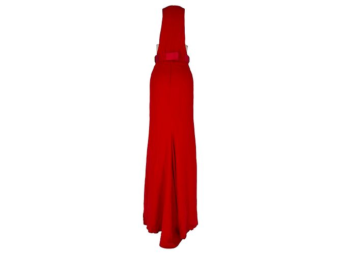 Stella Mc Cartney Vestido maxi halterneck con cinturón Stella Mccartney en rayón rojo Roja - vista 3