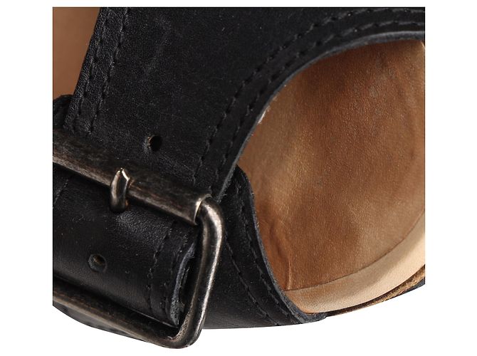 Saltos bloco com tira e fivela Dries Van Noten em couro preto - vista 11