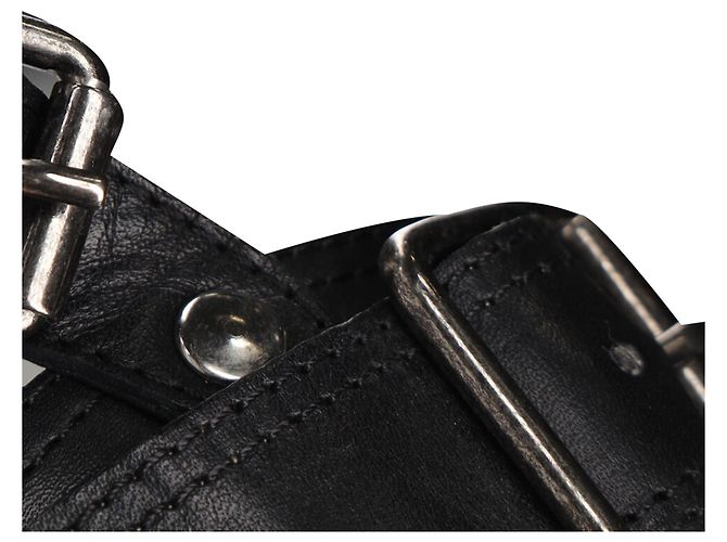 Saltos bloco com tira e fivela Dries Van Noten em couro preto - vista 12